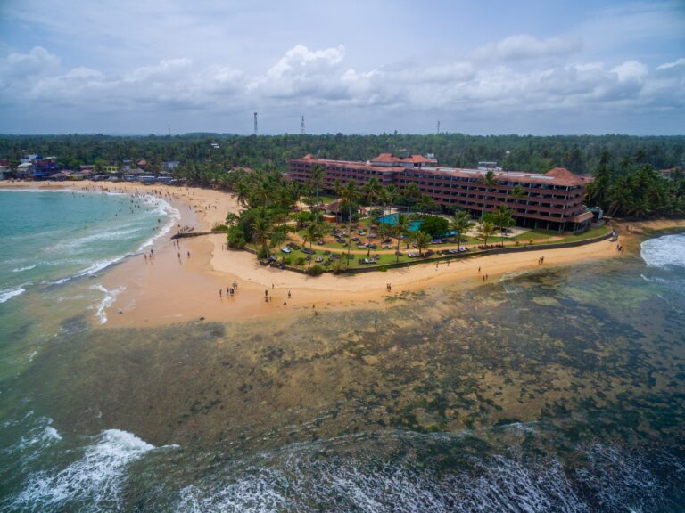Aerial shot of a tropical beach in Sri Lanka perfect for a family vacation